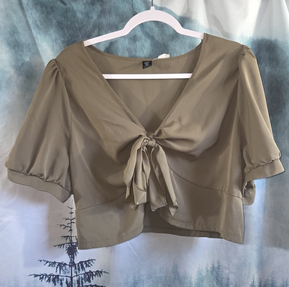 Shein Curve Green Crop Top with Tie